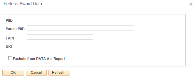 Federal Award Data page