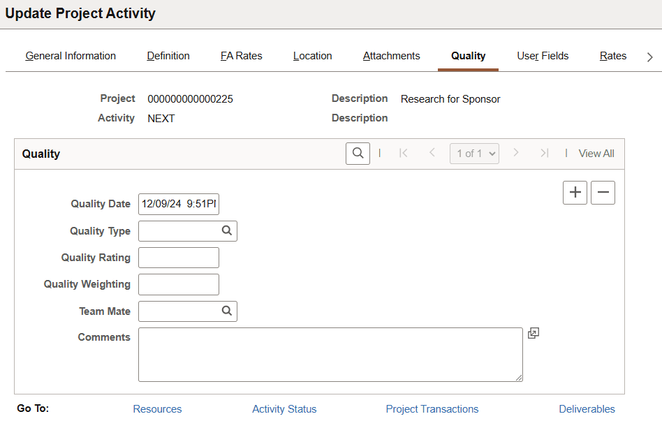 Project Activity - Quality