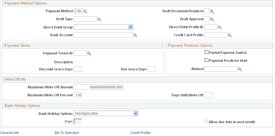 Sponsors - Bill To Options page (2 of 2)