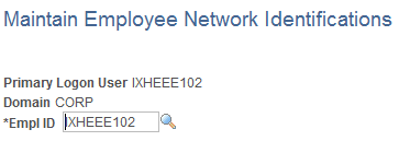 Maintain Employee Network Identifications page