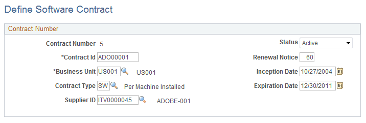 Define Software Contract page