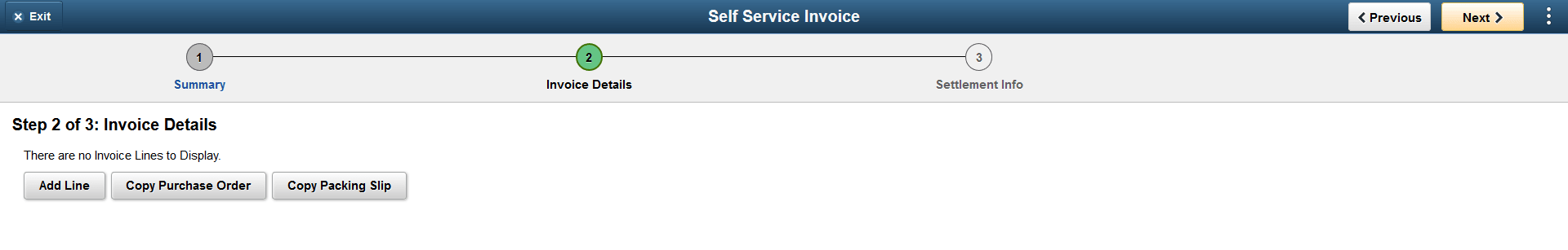 Self Service Invoice - Create Invoice page as displayed on a Desktop ( 2 of 3)