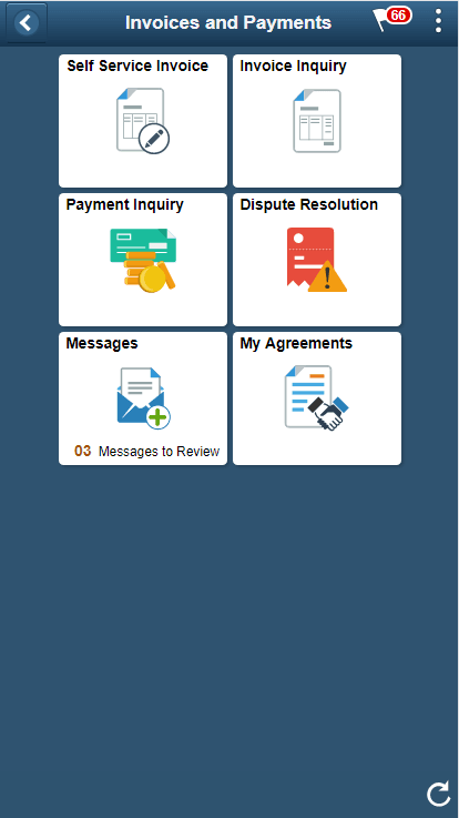 Invoices and Payments page as displayed on a smartphone
