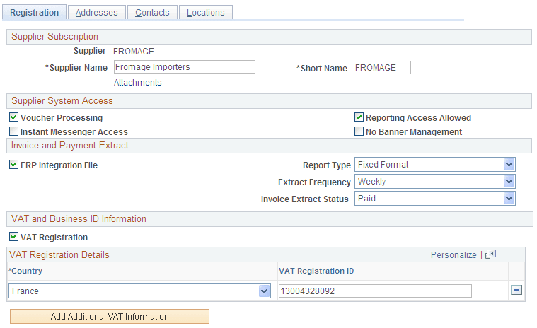 Review Supplier Details - Registration page (1 of 2)