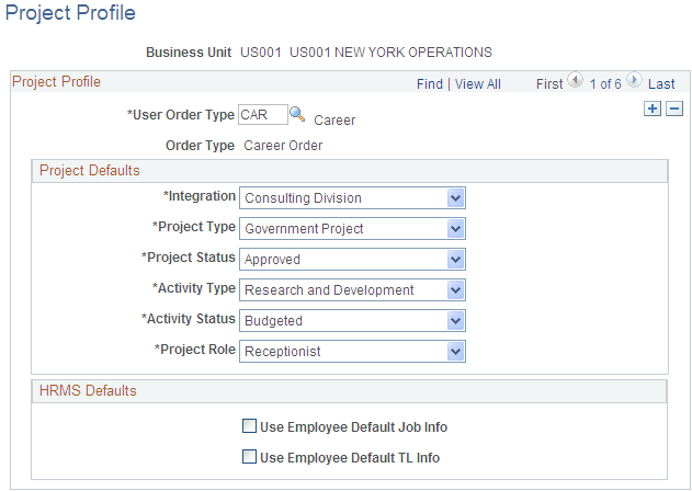 Project Profile page