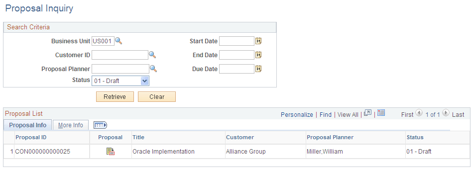 Proposal Inquiry page