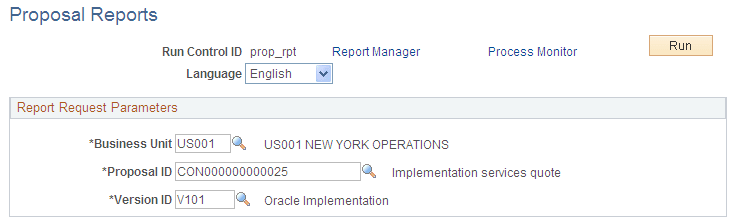 Proposal Reports page