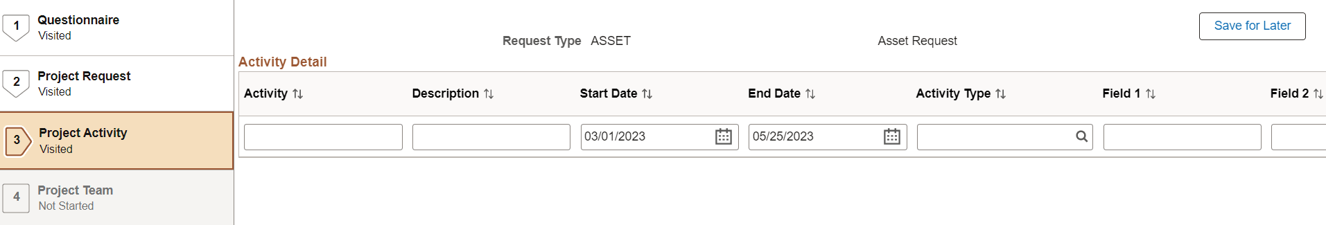 Project Request Activity Guide Step 3 of 4 Project Activity