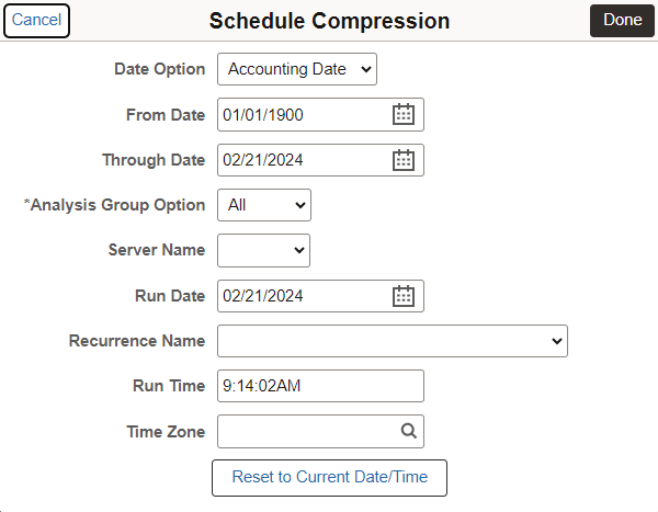 Schedule Compression modal