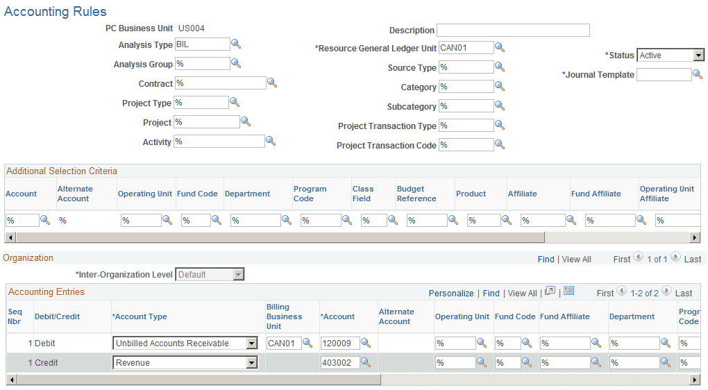 Accounting Rules page