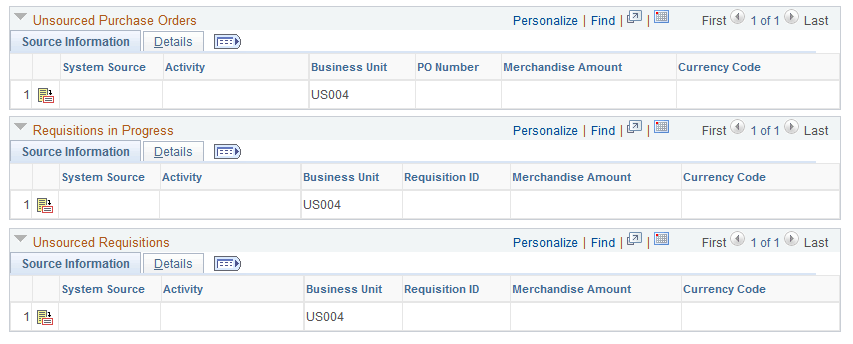 Projects Reconciliation Workbench - Purchasing page (2 of 2)