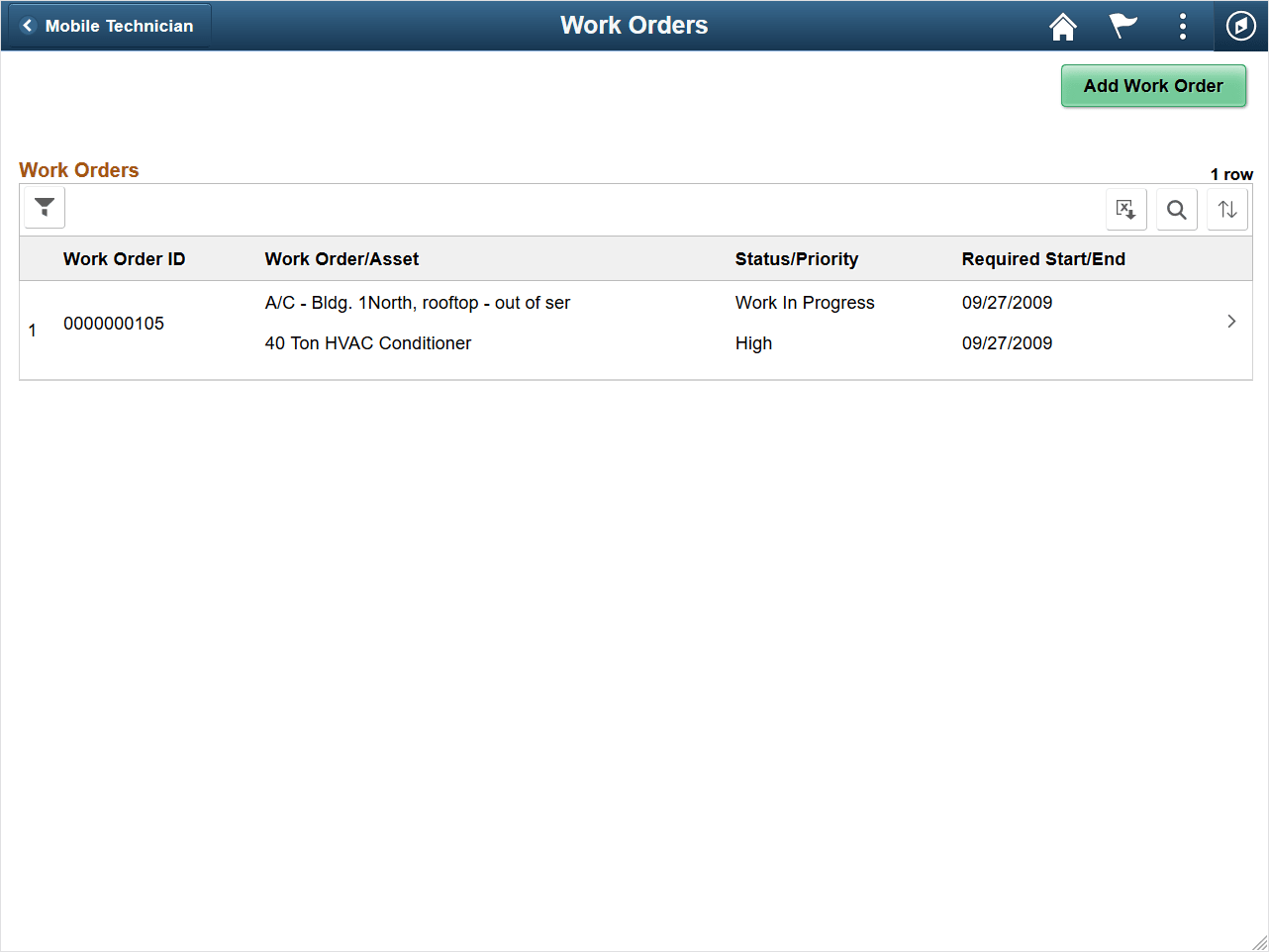 Quick Work Orders page
