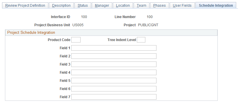 Review Project Details - Schedule Integration page