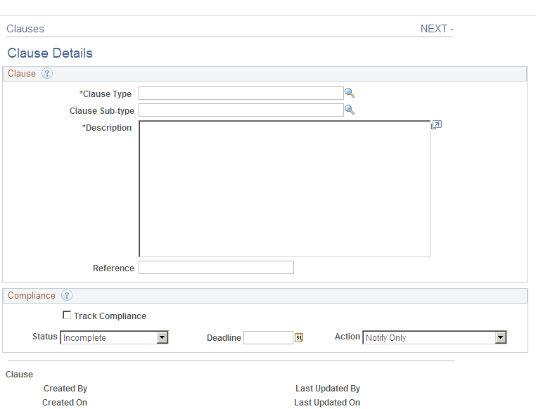 Clauses - Clause Details page
