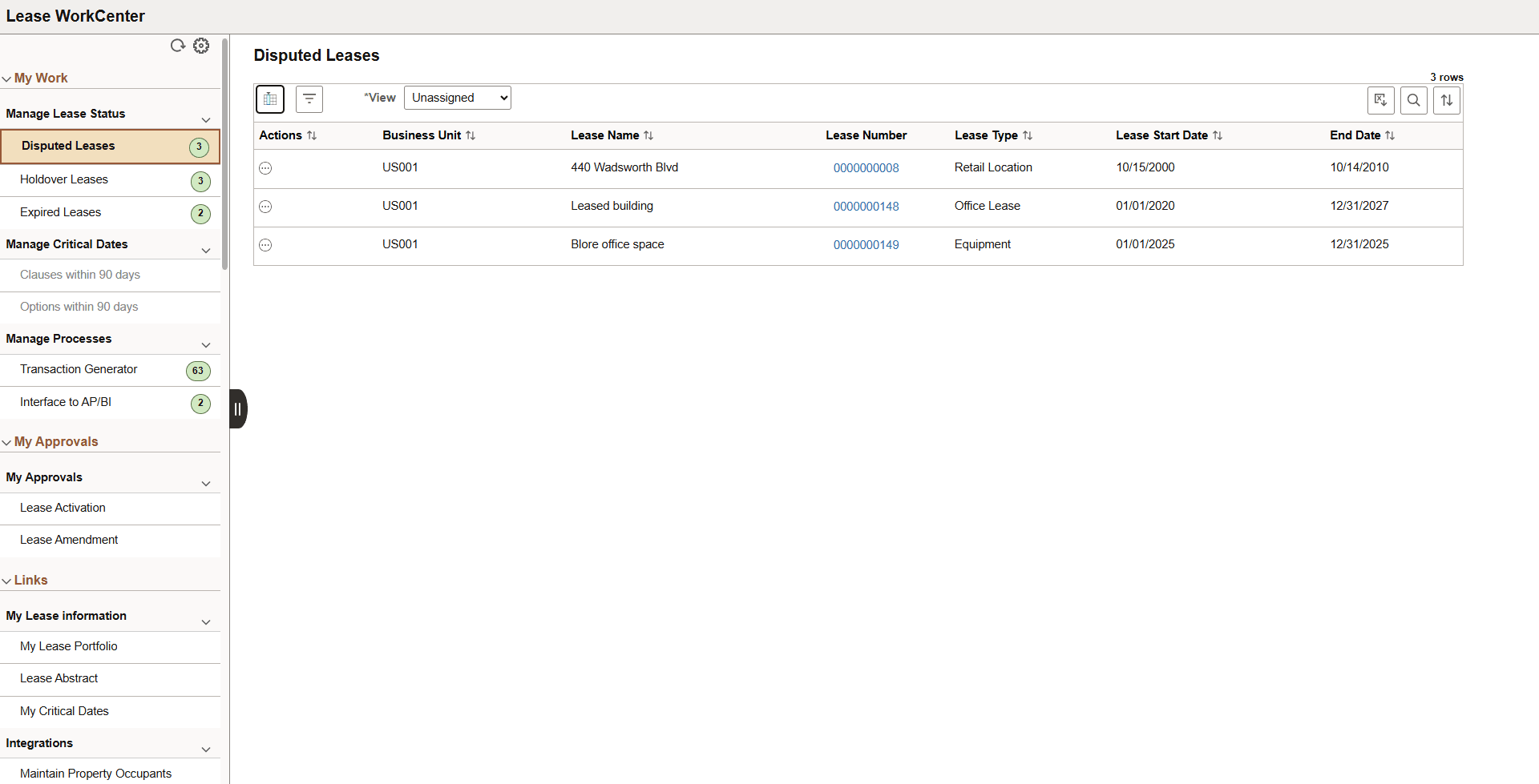 Lease WorkCenter - Disputed Leases (Work Management)