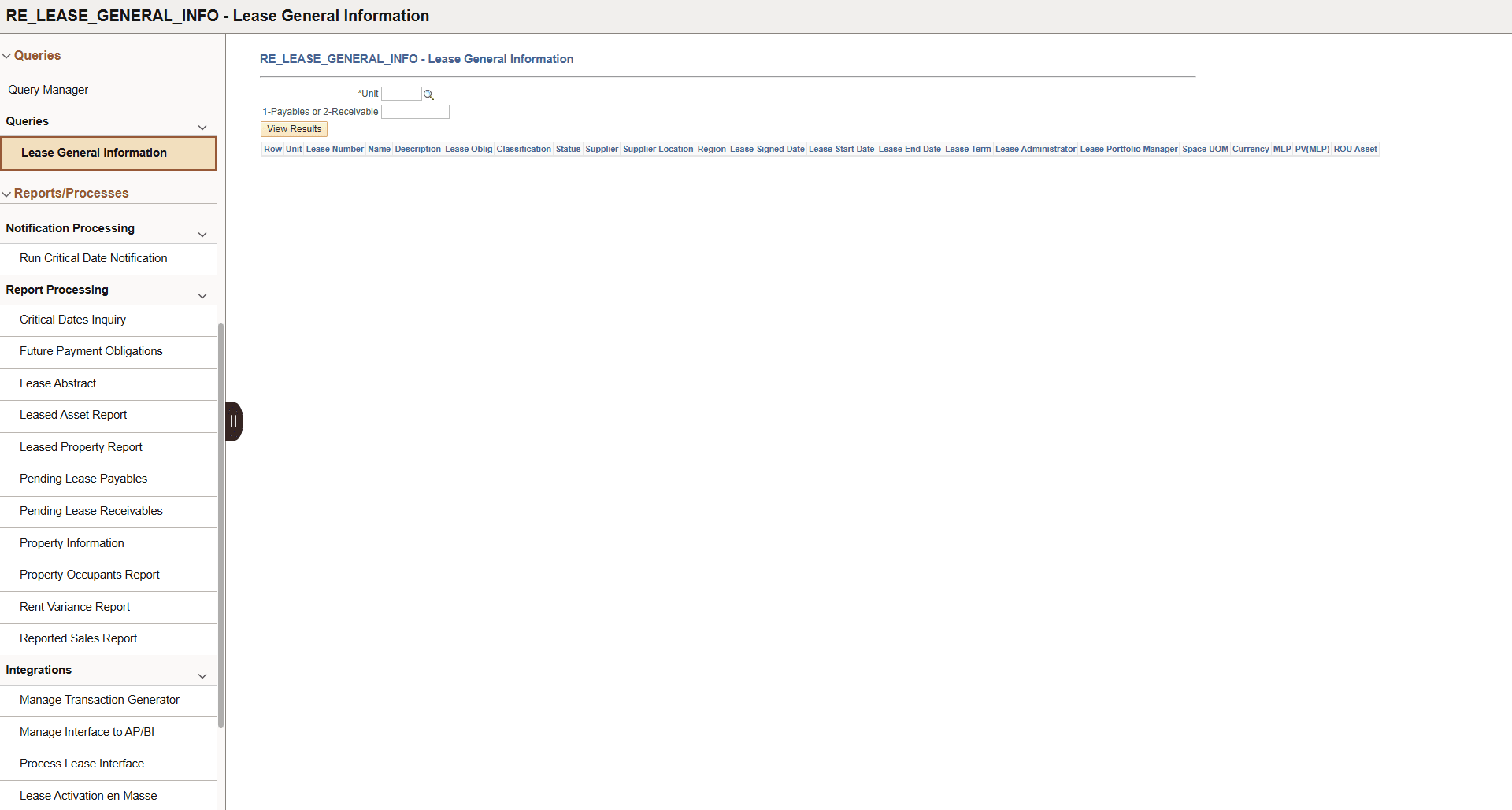 Lease WorkCenter - Queries