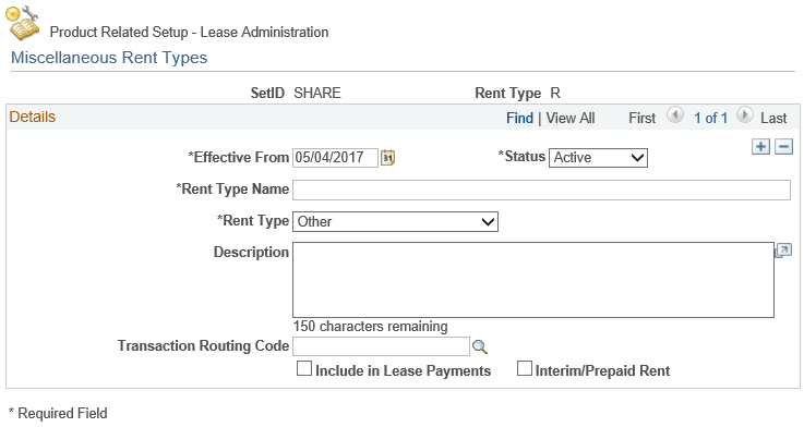 Miscellaneous Rent Type