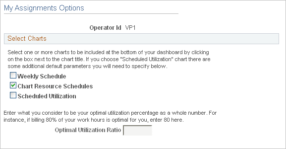 My Assignments Options page