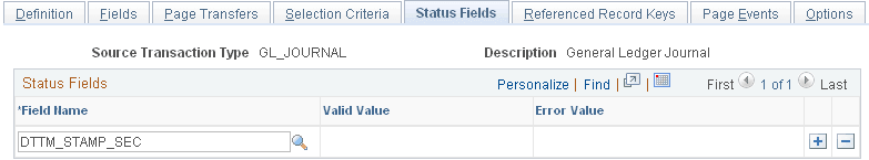 Source Transactions - Status Fields page