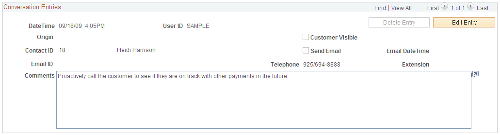 Promise of Payment selected - Conversations page (2 of 2)