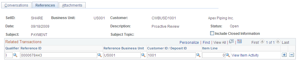 Update Conversations - References page