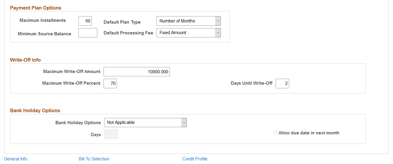 Bill To Options page (3 of 3)