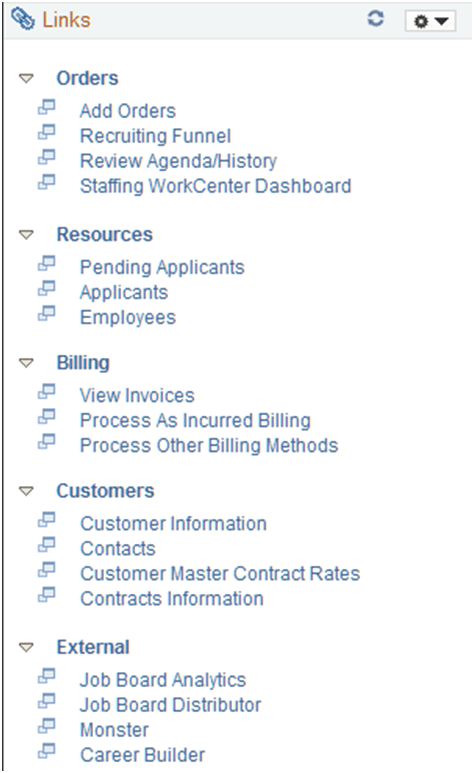 Staffing WorkCenter - Links