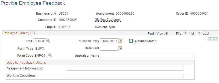 Provide Employee Feedback page