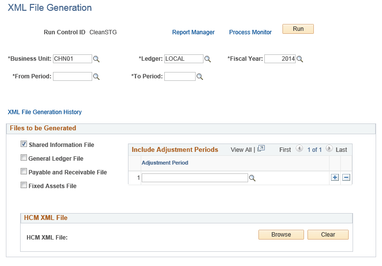 XML File Generation page