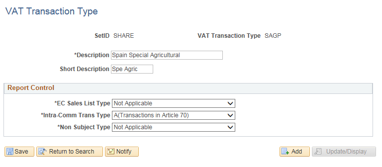 VAT Transaction Type