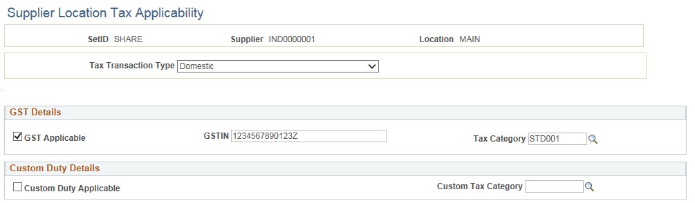 Supplier Location Tax Applicability(GST)