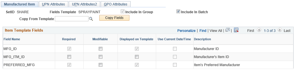 Manufactured Item page