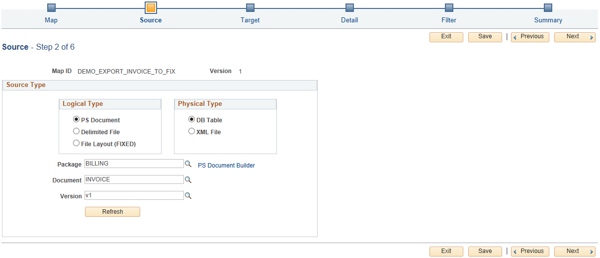 Map Definition - Source (Step 2 of 6) page