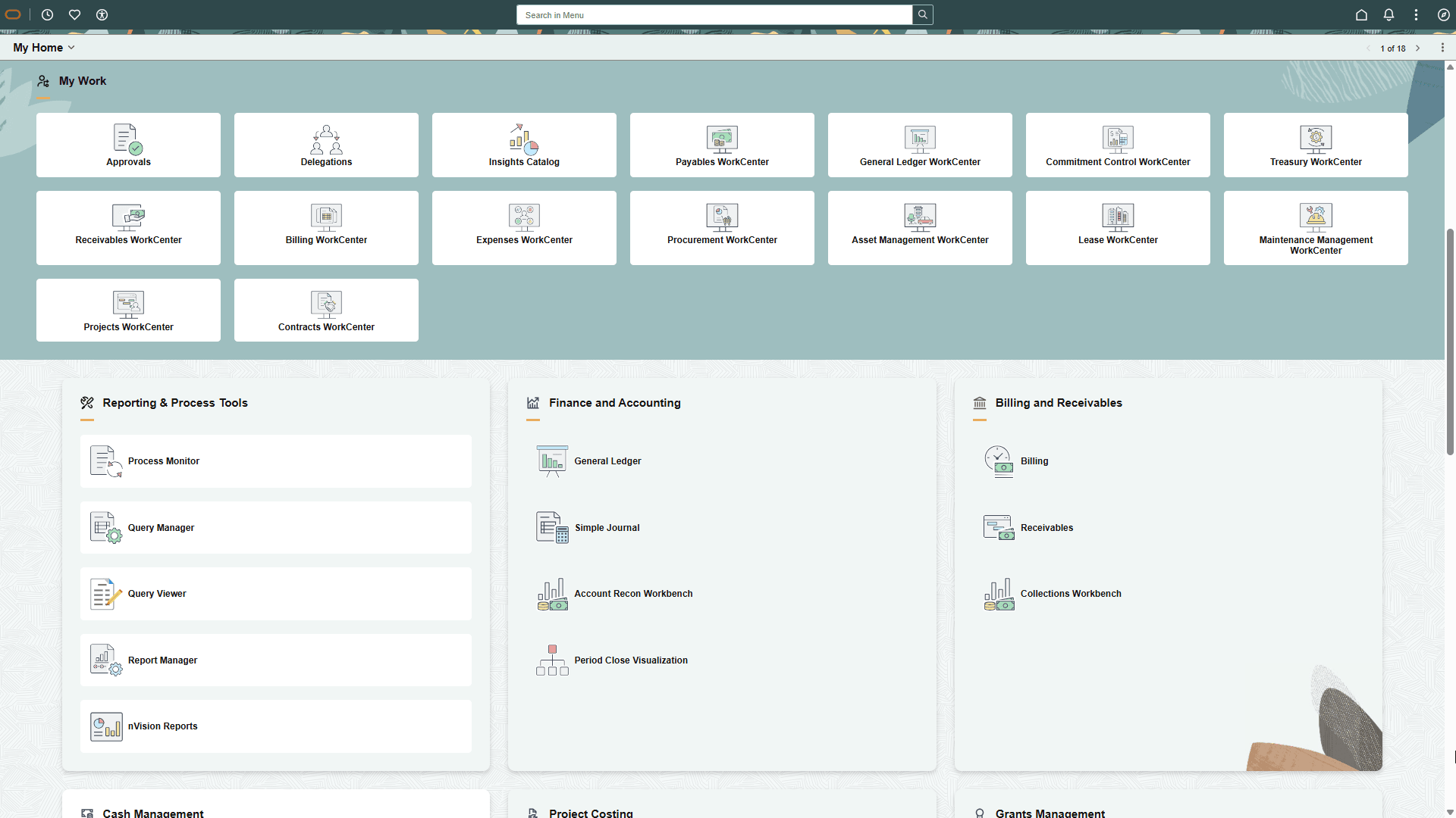 FSCM My Home landing page (2 of 4)