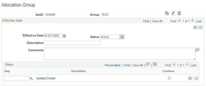 Allocation Group page