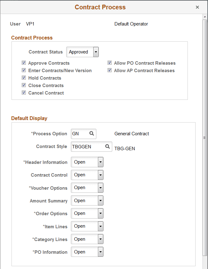 Procurement - Contract Process page