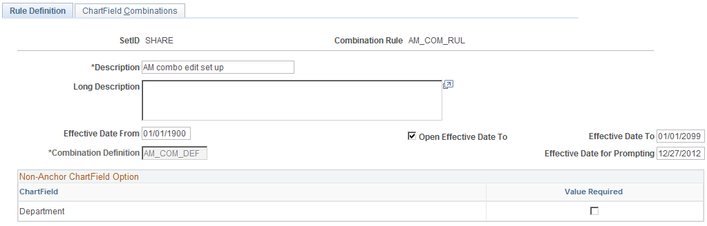 Rule Definition page