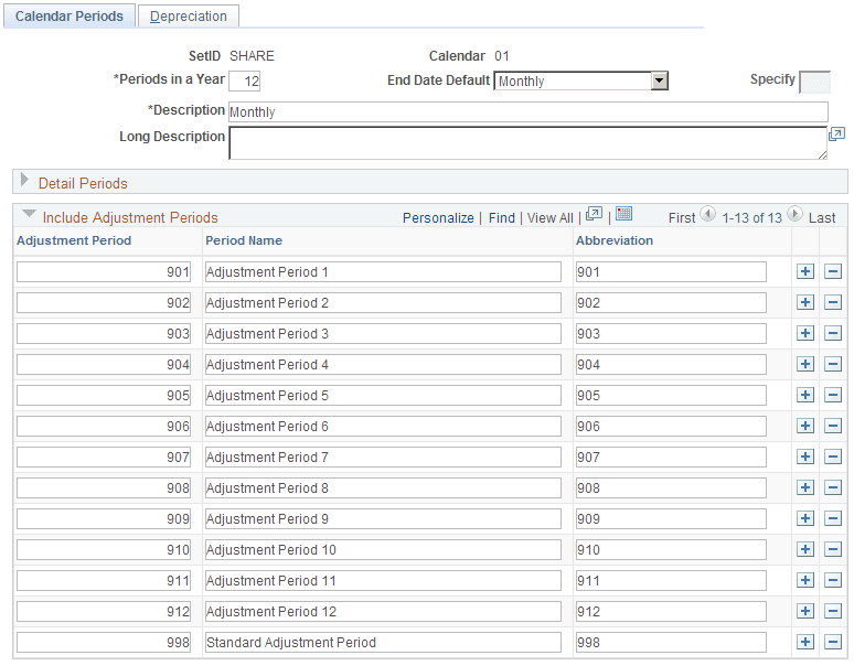 Calendar Periods page (2 of 2)