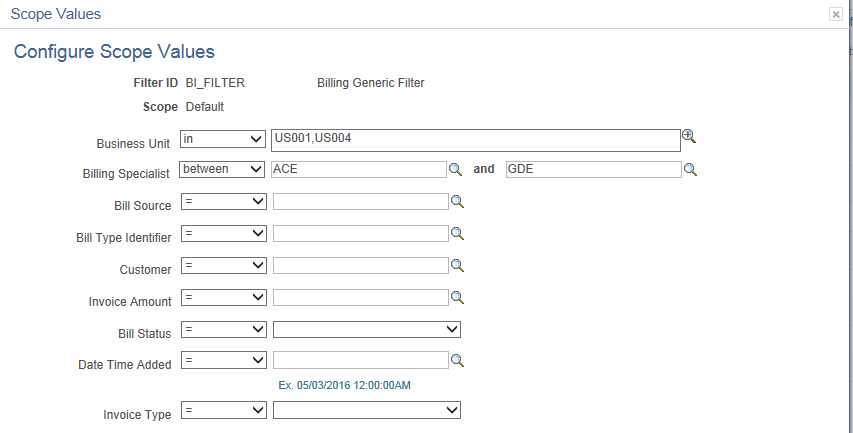 Configure Scope Values page (Classic)