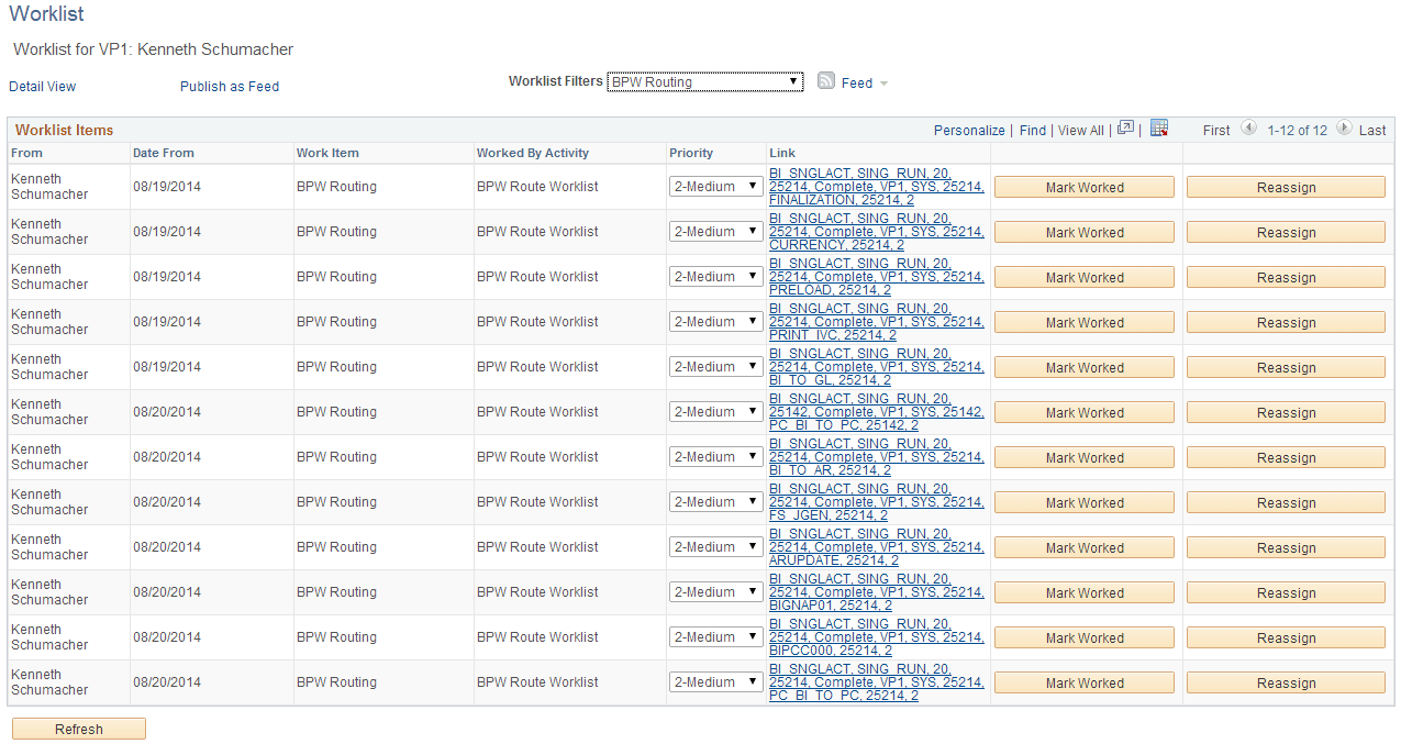 Example of Worklist Notifications in Business Process Weaver