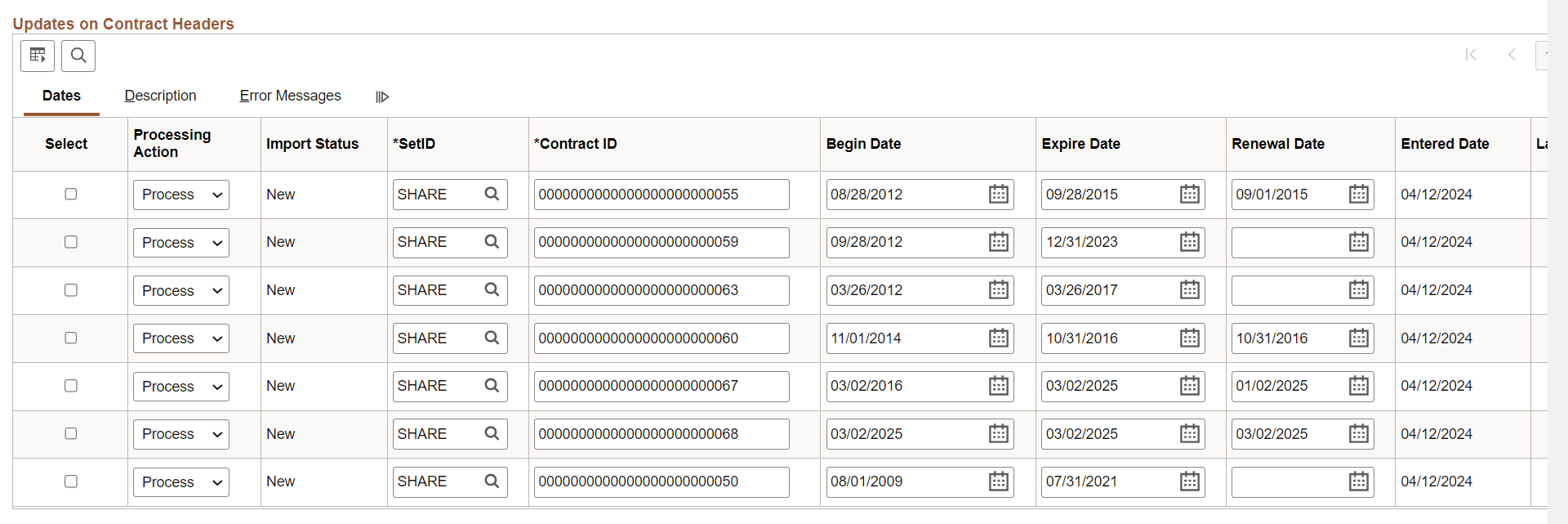 Maintain Imported Contracts - Existing Contract (2 of 2)