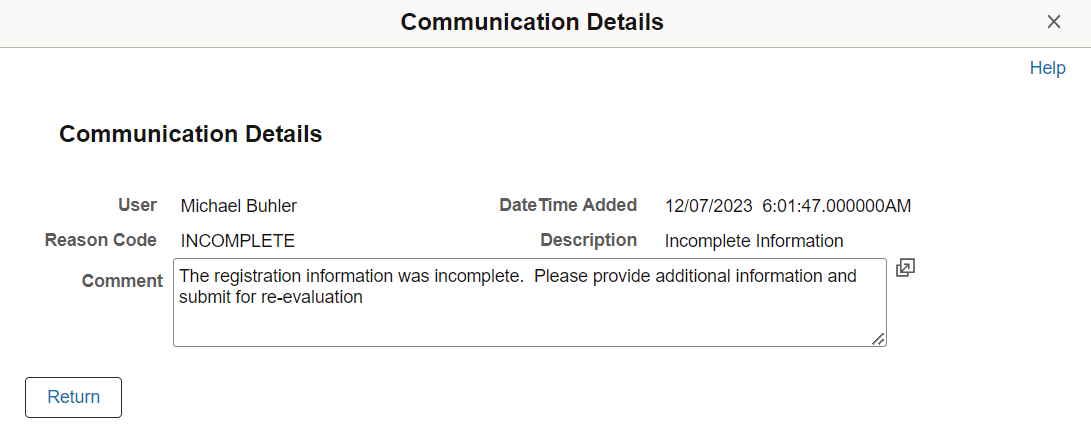 Communication Details