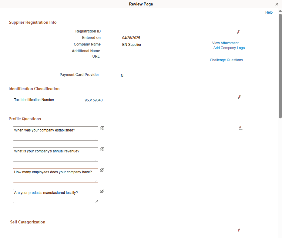 Submit Registration - Review page (1 of 4)