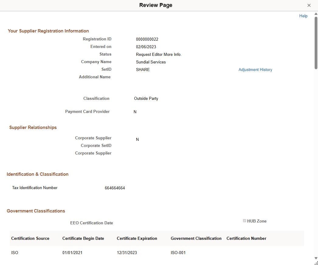 Manage Request Approval - Review Page