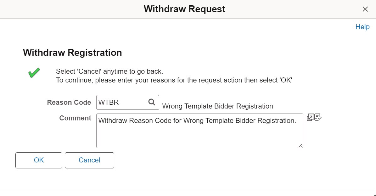 Withdraw Request page