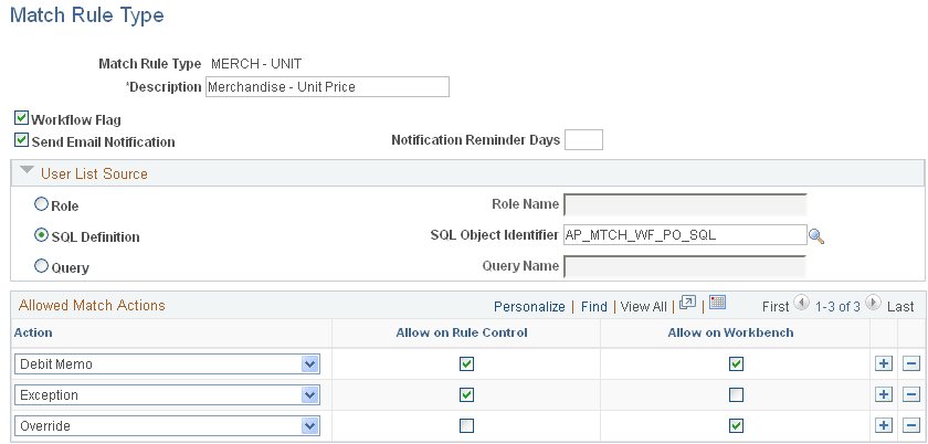 Match Rule Type page