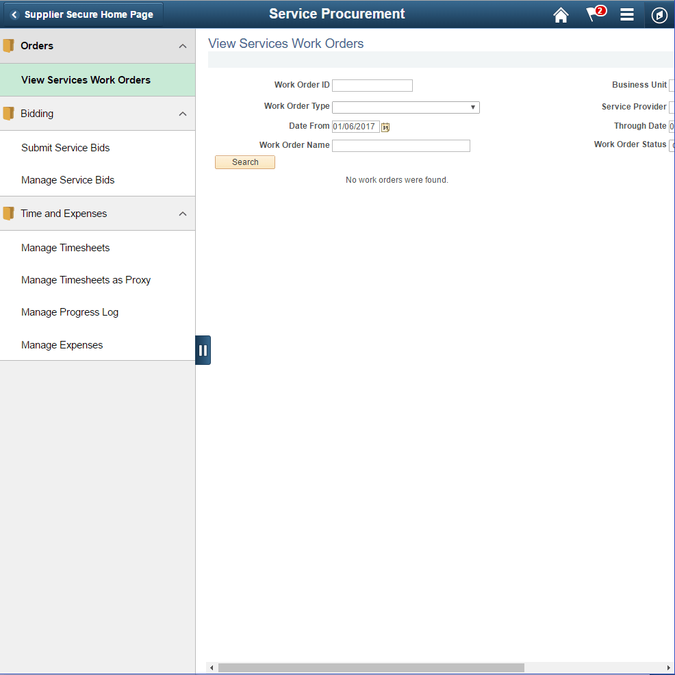 Services Procurement page