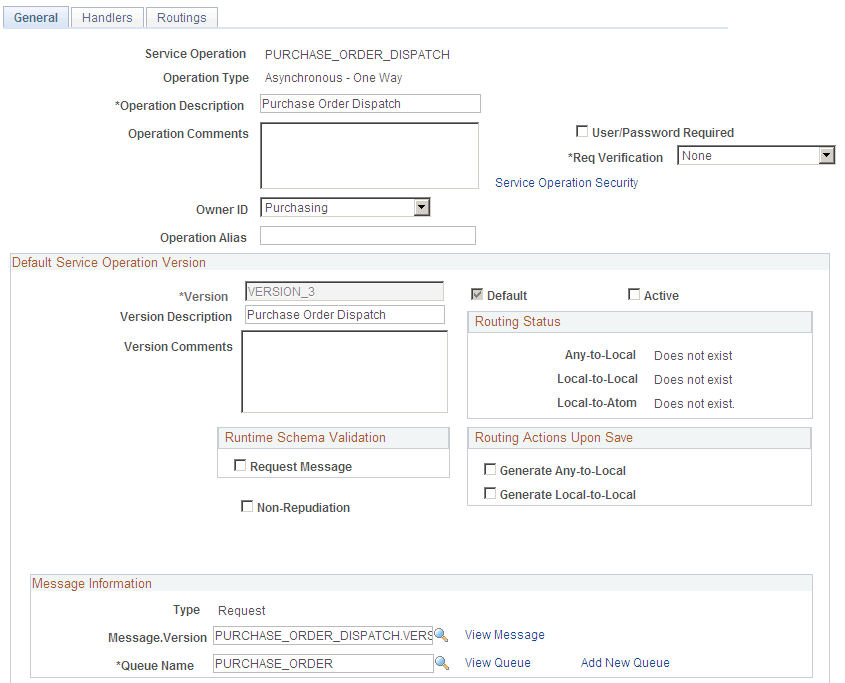 Service Operations-General page (1 of 2)
