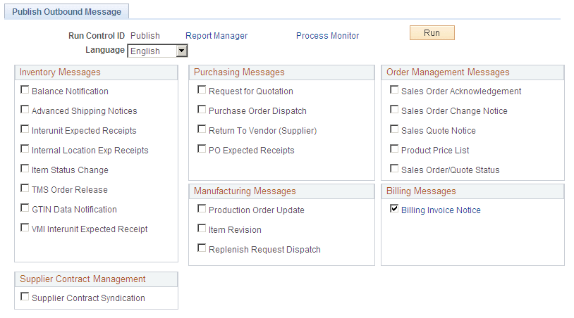 Publish Outbound Message page