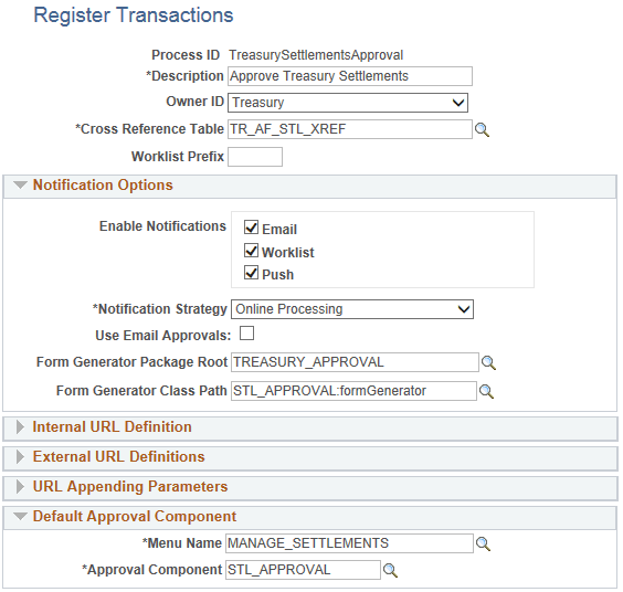 Register Transactions page for Settlement Approvals (1 of 2)